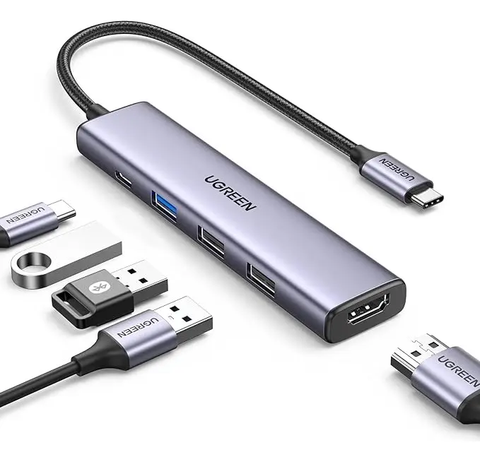 Adaptador Usb-c Hub 5 En 1, 1 Hdmi 4k, 3 Usb, 1